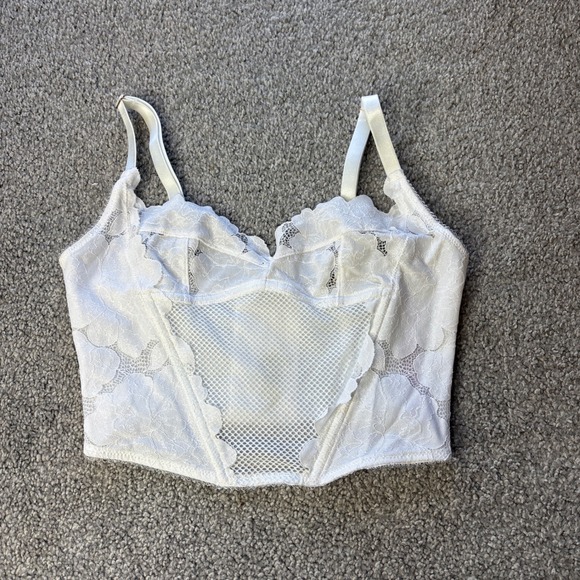 Savage X Fenty Other - Savage X Fenty corset top womens small White Floral Lace Mesh Longline Bralette